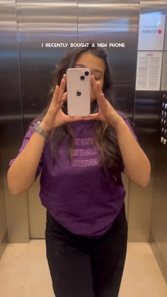Mirror selfie with a new phone and a pastel case